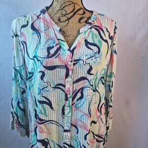 FDJ Tunic Button Blouse Women's Sz XL 100% Viscose